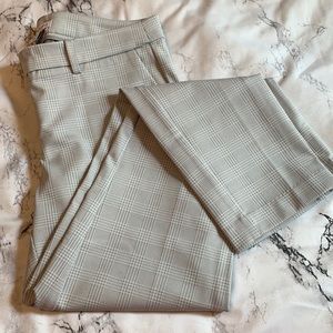 Mid-Rise Plaid Stretch Tapered Leg Trouser